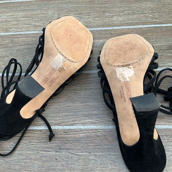 Vince Camuto‎ black suede Roselian ankle wrap heels sandals size 7 - Picture 7 of 7